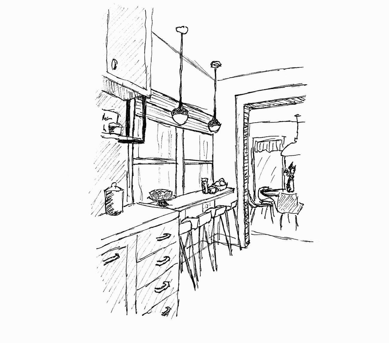 Skizze einer Küche